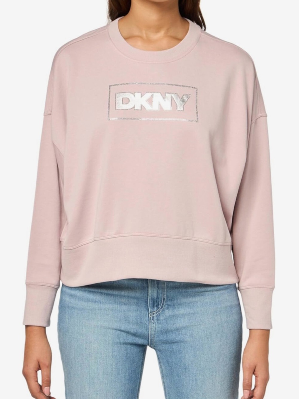 DKNY Dusty Pink Crewneck Sweatshirt with Sparkle Logo